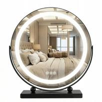 Apvalus LED makiažo veidrodis juodas 40 cm