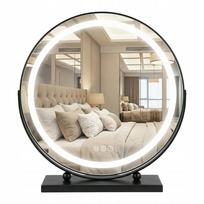 Apvalus LED veidrodis makiažui 50 cm, juodas