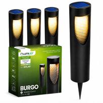 4x saulės energija maitinami LED sodo šviestuvai, įsmeigiami į žemę su prieblandos jutikliu
