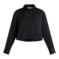 Marškiniai ilgomis rankovėmis moterims, Juoda, Ls satin shirt