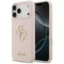 GUESS Pink Silicone Big 4G Script Phone Case for iPhone 17 Pro Max