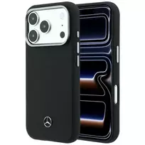 Mercedes Case: Semi-wrap Leather Grill Pattern MagSafe for iPhone 17 Pro, Black