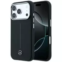 Mercedes Iconic Line Semi-Wrap Leather Case with MagSafe for iPhone 17 Pro Max, Black