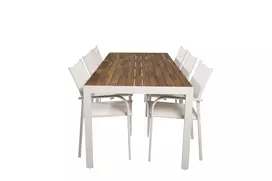 Sodo komplektas stalas Bois su 6 kėdėmis Santorini