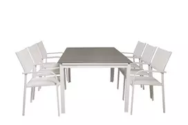 Lygiai Lentelė 160/240 - balta/pilka - Santorini fotelis (sukeliamas) - baltas aliuminio / baltas tekstilės 6