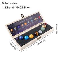 Natūralus krištolas 9 planetos rutulys saulės saulės sistema uolos kvarcas akmenys karoliukai gydomieji reiki čakra energijos sfera galaktika modelis gaublys