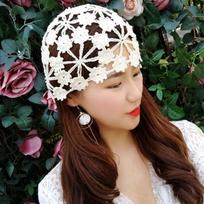 Summer Hook Flower Plum Blossom Baotou Hat Rendering Original Handmade Weaving Pure Linen Thin Breathable Knitted Hat Hollow Hat one size
