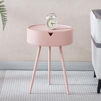Modernus Mini Apvalus Trikampis Šoninis Stalas Miegamajam arba Svetainei - Minimalistinis Dizainas 40*54.5 rožinė