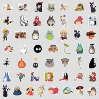 50 animacinių japonų animacijos lipdukų su grafiti, Studio Ghibli animacijos lipdukų, vandeniui atsparių dekoratyvinių lipdukų kompiuteriui