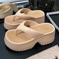 Fashion 2025 Eva Thick Platform Women's High Heeled Slippers Street Slides Outdoor Flip Flops Light EVA Comfortable Heightening Shoes 35-36