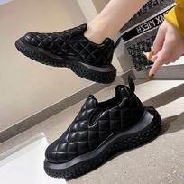 Snow Boots for Women Fleece-lined Thickened Autumn and Winter New Northeast Cotton Padded Shoes Waterproof Non-Slip Warm Slip-on Bread Shoes 35