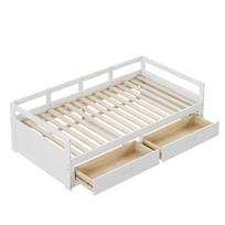 Ištraukiama sofa-lova, 78  Transformuojama kampinė sofa-lova, Modernios medinės sofos su stalčiais ir grotelėmis svetainei (Baltas)
