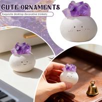 Natural Crystal Stone Ornament With Adorable Base, Gemstone Decoration, Perfect For Home Or Desk Decor And Gifting. One Size