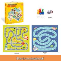Multifunctional Children's Ludo, Five-in-a-Row & Beast Fighting Chess Educational Desktop Game Toy