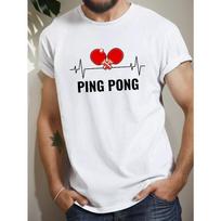 Men's Ping Pong Graphic Print T-shirt, Casual Short Sleeve Crew Neck Tee, Men's Clothing For Summer Outdoor S balta