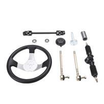 300mm Go Kart Steering Wheel 3 Spoke with 320mm Adjustable Shaft Rack and Pinion Small Gear Pull Rod Rack for 110ml