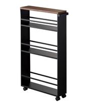 Yamazaki Slim Wagon with W13 x x Tower Series Only Casters Need to be Kitchen Wagon 3628 Handle, Black, Approx. D47.5 H80.5cm, [Fully Assembled