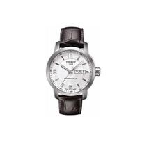 Tissot Automatinis Mechaninis Judėjimas PRC 200 Serija Atsparus Vandeniui Kalendorius Minimalistinis Madingas Laikrodis Vyriški laikrodžiai Baltas Plienas Oda T055.430.16.017.00 Dark Brown Strap