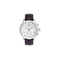 Tissot PRC 200 serijos kvarcinis laikrodis 200 metrų atsparumo vandeniui 42 mm sidabrinis ciferblatas nerūdijančio plieno korpusas odinis dirželis T055.417.16.037.00 Silver Dial