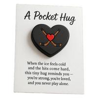 Compacts Hockey Heart Keepsakes Pocket Hug Collection with Greeting Card For Fitness Bag Desk Decors Sports Theme Charm 1