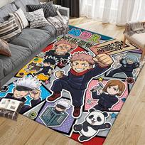 Spliced Jujutsu Kaisen Pattern Square Carpet,Area Rug,Carpet Rug for Living Room Bedroom Sofa Playroom Decor,Non-slip Floor Mat 40x60cm( 15x23in )
