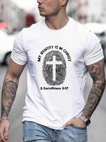 Unisex's Slogan And Cross Pattern Short Sleeve T-Shirt XXXL