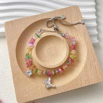 Colorful Butterfly Gravel Bracelet for Women - Elegant and Versatile Girly Design