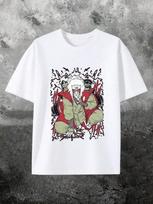 Cartoon Anime Greasy Uncle Print, Summer Wear Unisex T-Shirt M