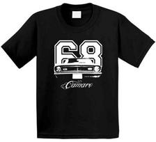1968 Camaro Grill View With Year And Model Name Black Black Unisex T-Shirt S