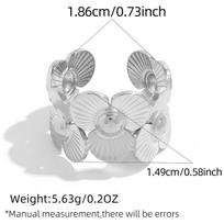 Stainless Steel Splicing Flower Finger Rings for Women Men Classic Texture Wide Chunky Opening Rings Banquet Jewelry Accessories