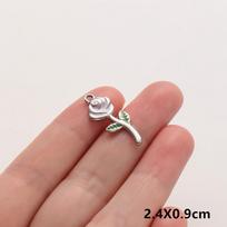 6pcs Pink Charm Stainless Steel Enamel Tulip Flower/Cross/Bow Charms For Jewelry Making Supplies Handmade Keychain Pendant Craft