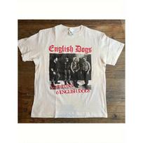 Vintage Punk Rock Graphic T-Shirt Featuring The English Dogs Band - a Heavyweight, Non-Stretch Crewneck with a Red And Black Retro Band Design, S