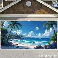 2D Blue Ocean Wave Garage Door Backdrop Luau Party Decoration 47.2x31.5inch/120*80cm