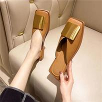 Slides With Heel Retro Shoes for Women Easy Wears Cheap Liquidation Woman Slippers 2025 Luxury Eva Clappers Sandals On Promotion 35