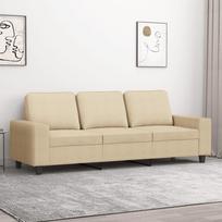 Vidaxl 3-Osobowa Sofa, Kremowa, 180 Cm, Tapicerowana Tkaniną
