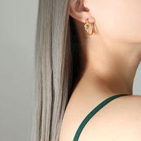 Hong Kong Style 18K Gold-Plated Titanium Slimming Knotted Hoop Earrings for Women