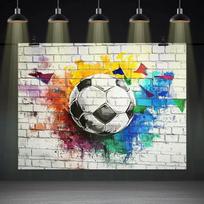 2D Boys' Birthday Backdrop with Graffiti Football, Vibrant Colors and Street Vibe 47.2x31.5inch/120*80cm