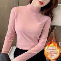 KY00 Women's Thermal Fleece Long-Sleeve Top - New Autumn/Winter Base Layer with Half-High Collar, Thick Double-Sided Fleece, Versatile Wear 3XL