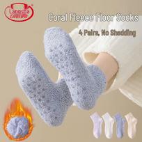 LANSWE Women's Winter Coral Fleece Non-Slip Floor Socks One Size