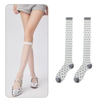 Fashion Ultra-thin Women Stockings Transparent Nylon Material Long Socks Polka Dot Pattern Elastic Knee Socks Sweet Girls One Size
