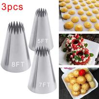 3pcs Teeth Tulip Icing Piping Nozzles Stainless Steel Flower Cream Pastry Tips Nozzles Bag Cupcake Cake Decorating Tools 1SET