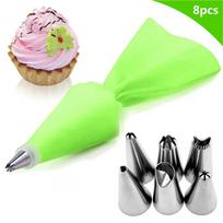 8/14pcs Reusable Icing Piping Nozzles Set Pastry Bag Scraper Flower Cream Tips Converter Baking Cup Diy Cake Decorating Tool 8PCS green