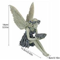 Enchanting Sitting Fairy Garden Statue Crafted From High-quality Durable Resin