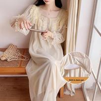 Fairy Princess Nightgown & Robe Set with Bra Pad - Women's French Spring/Summer Modal Loungewear L