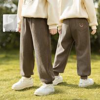 Girls' Fleece-Lined Embroidered Casual Sports Pants 140