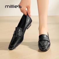 Millies Women's Retro Low-Heel Sheepskin Loafers EU 37