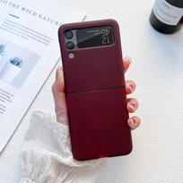 Samsung Galaxy Z Flip 4 3 Flip4 Zflip3 dėklas Terminio efekto Oda draugiškas silikoninis Matinis Sulankstomas Smūgiams atsparus Dangtelis Aksesuarai for Galaxy Z Flip 4 tamsiai raudona spalva