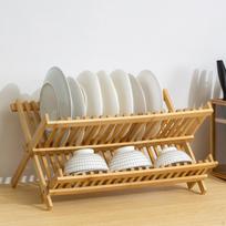 Bamboo Dish Drying Rack Flatware Holder Plate Drainer for Cafe Home 16 Grids