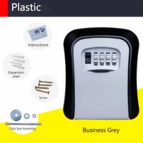 Wall Mount Key Lock Box 4 Digit Password Code Security Lock No Key for Home Office Key Safe Secret Storage Box Organizer gray