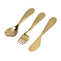 304 Stainless Steel Kitchen Tableware Set Children Fork Spoon Knife Golden Cutlery Set Gold L